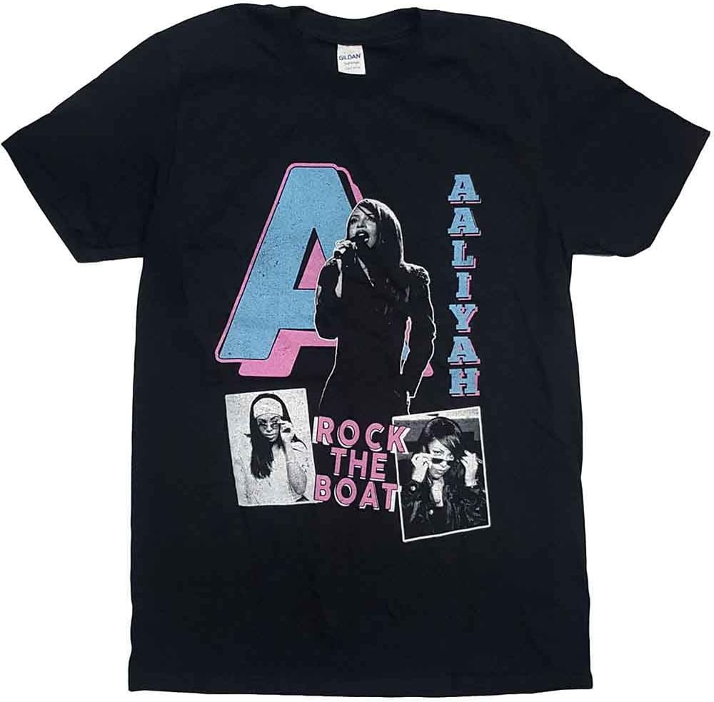Aaliyah Unisex T-Shirt: Rock The Boat (Black) Size XL