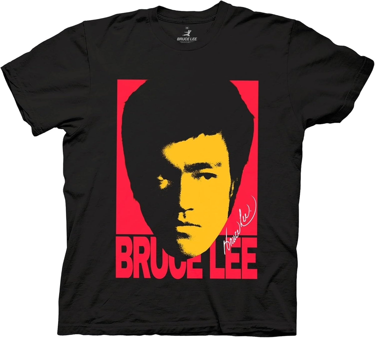Ripple Junction Bruce Lee Men's Short Sleeve T-Shirt Vintage Jumbo Face Graphic Signature Autograph Officially Licensed