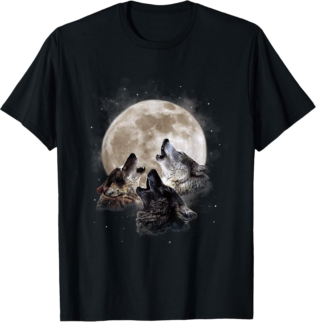 Three Wolves Howling at the Moon - Wolf Lover T-Shirt