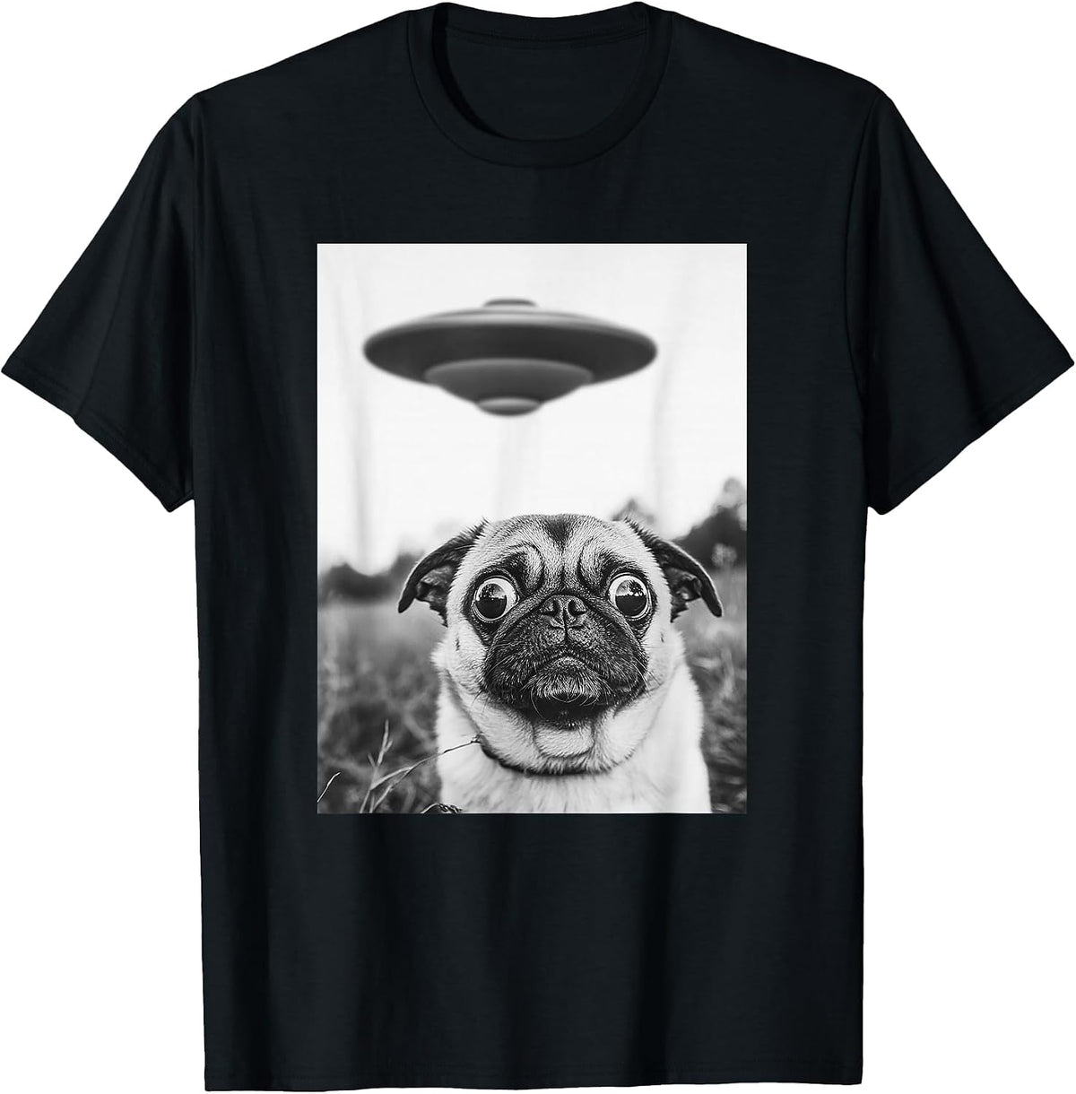 Pug Selfie with UFO Graphic Tee T-Shirt
