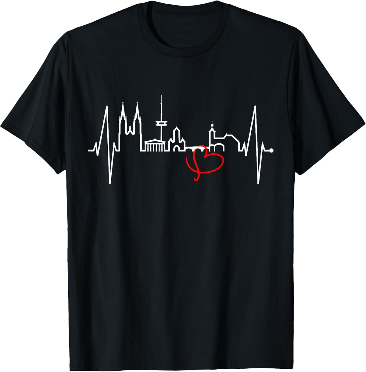 Regensburg Skyline Heartbeat German Heart I Love Regensburg T-Shirt