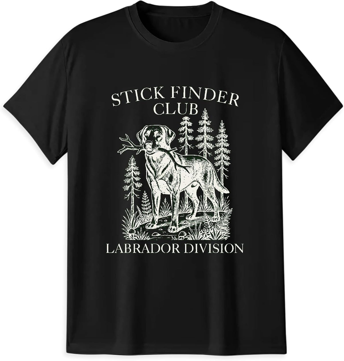 Labrador Hiking T-Shirt, Dog Lover Gift | Stick finder club Labrador graphic for dog lovers, hiking fans, camping trips, outdoorsy owners, and casual gifts.
