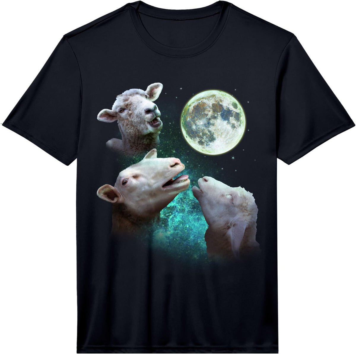 Three Sheep Howl At Moon 3 Wolfs Wolves Funny Parody Performance T-Shirt