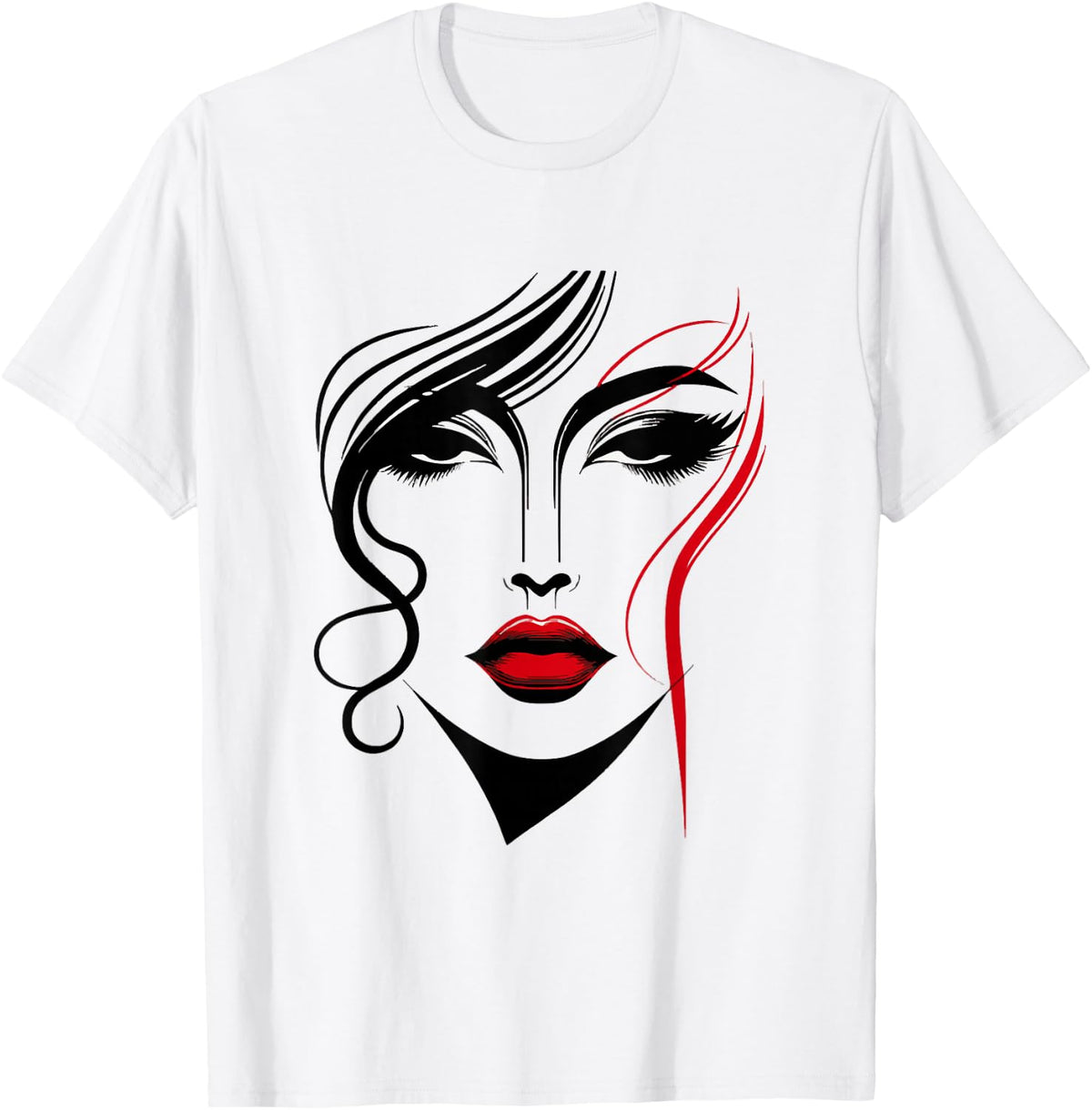 Abstract Female Face With Red Lipstick Abstract Art Piece T-Shirt