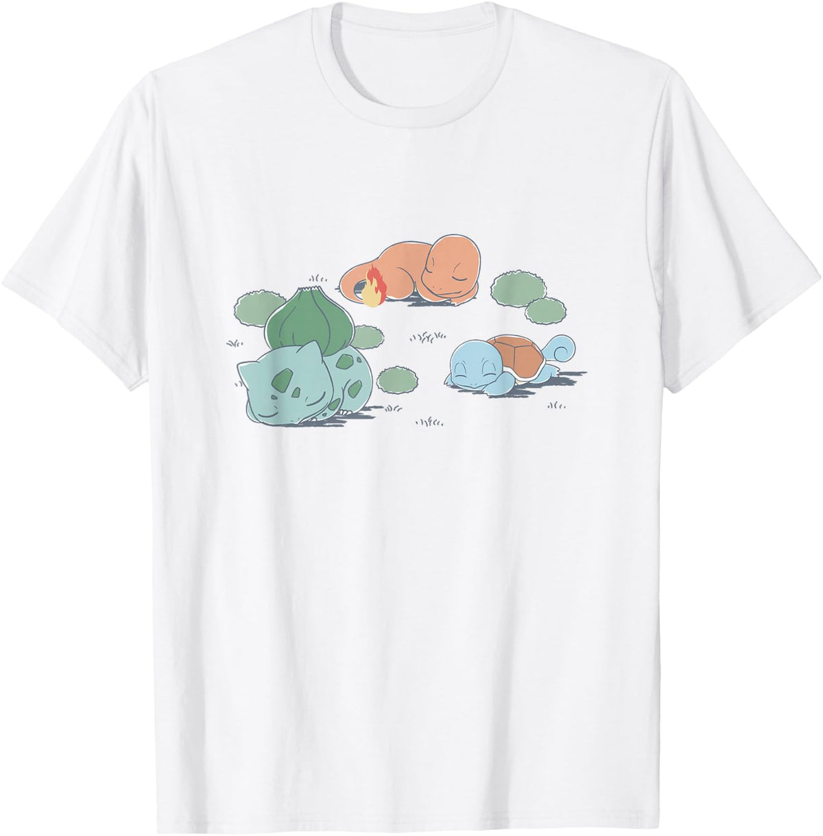 Pokémon Kanto Starters Taking A Nap Cute Retro Shot T-Shirt
