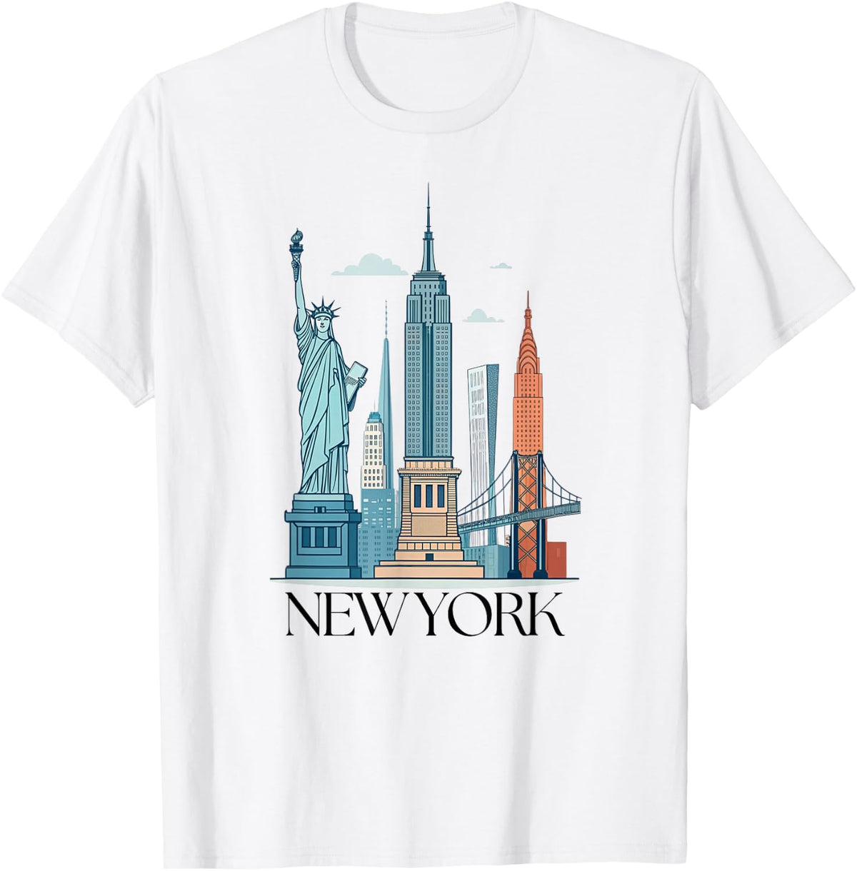 New York City Skyline Art Status of Liberty Souvenir T-Shirt