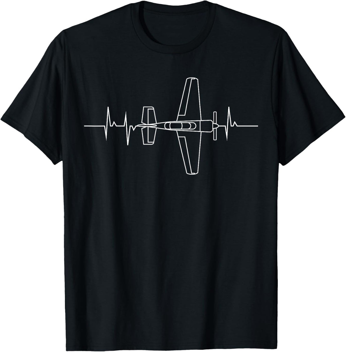 Funny Flying Airplane Aviator Pilot Heartbeat EKG Pulse Rate T-Shirt