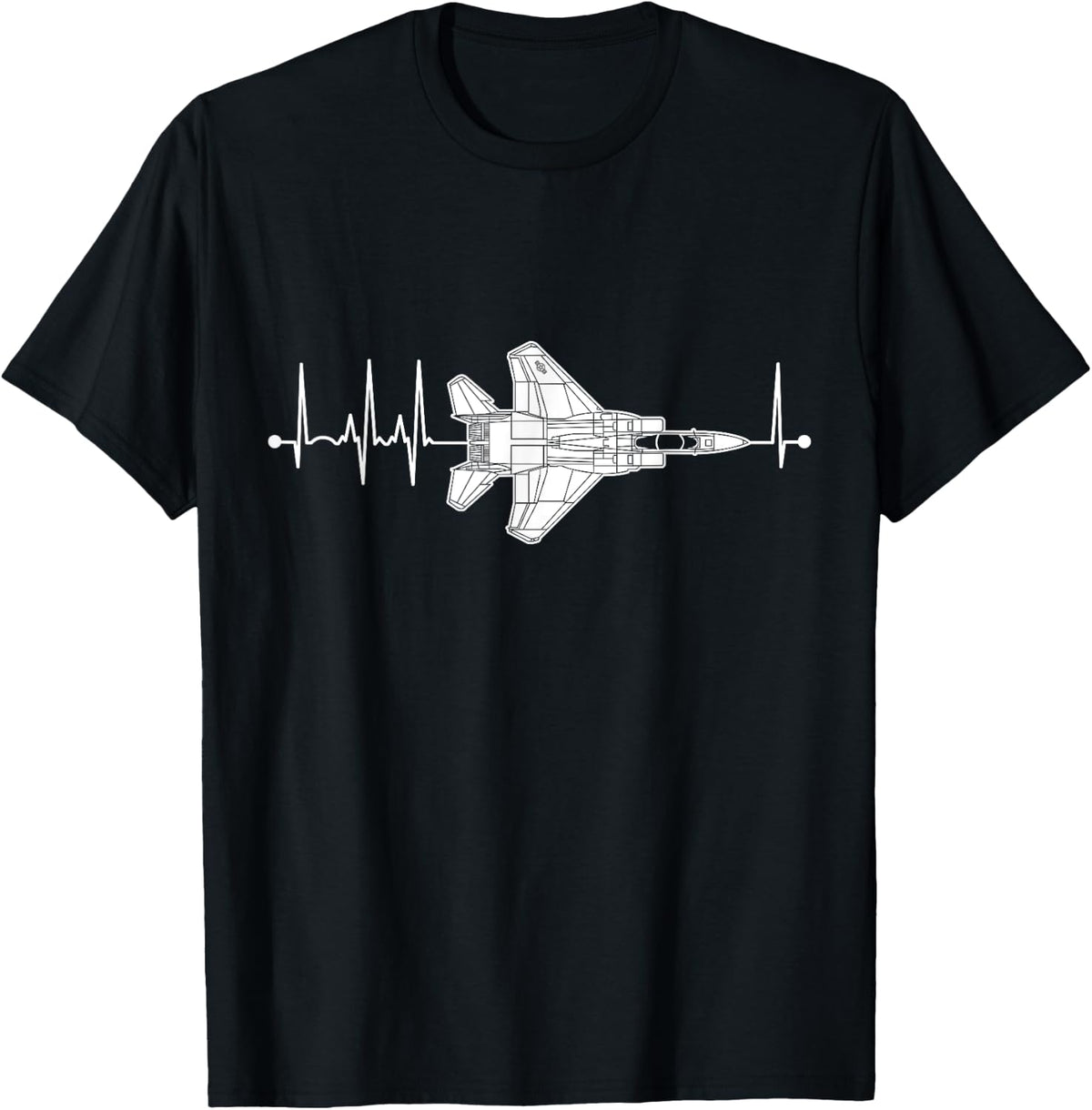 F-15 Eagle Schematic Airplane Pulse EKG Pilot F15 Heartbeat T-Shirt