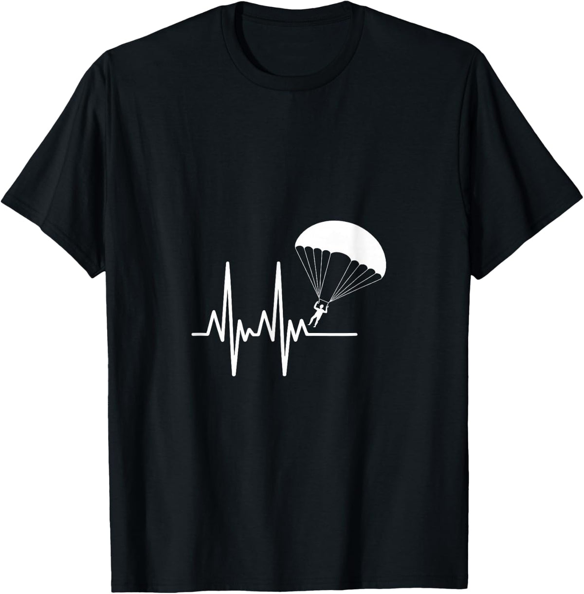 Heartbeat EKG Skydiver Parachuting Skydiving T-Shirt