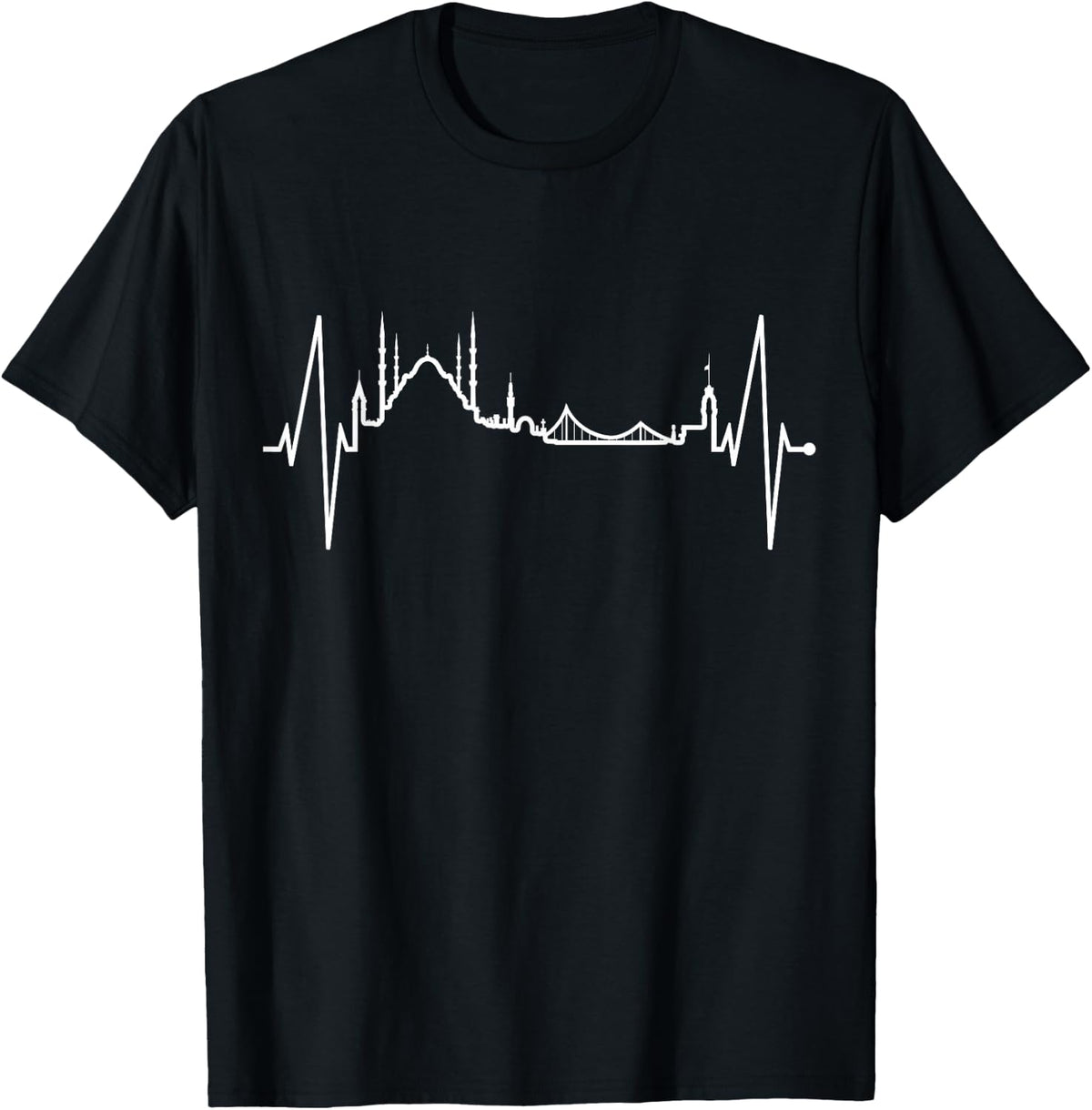 Istanbul Skyline Heartbeat Turkey Blue Mosque Love Istanbul T-Shirt