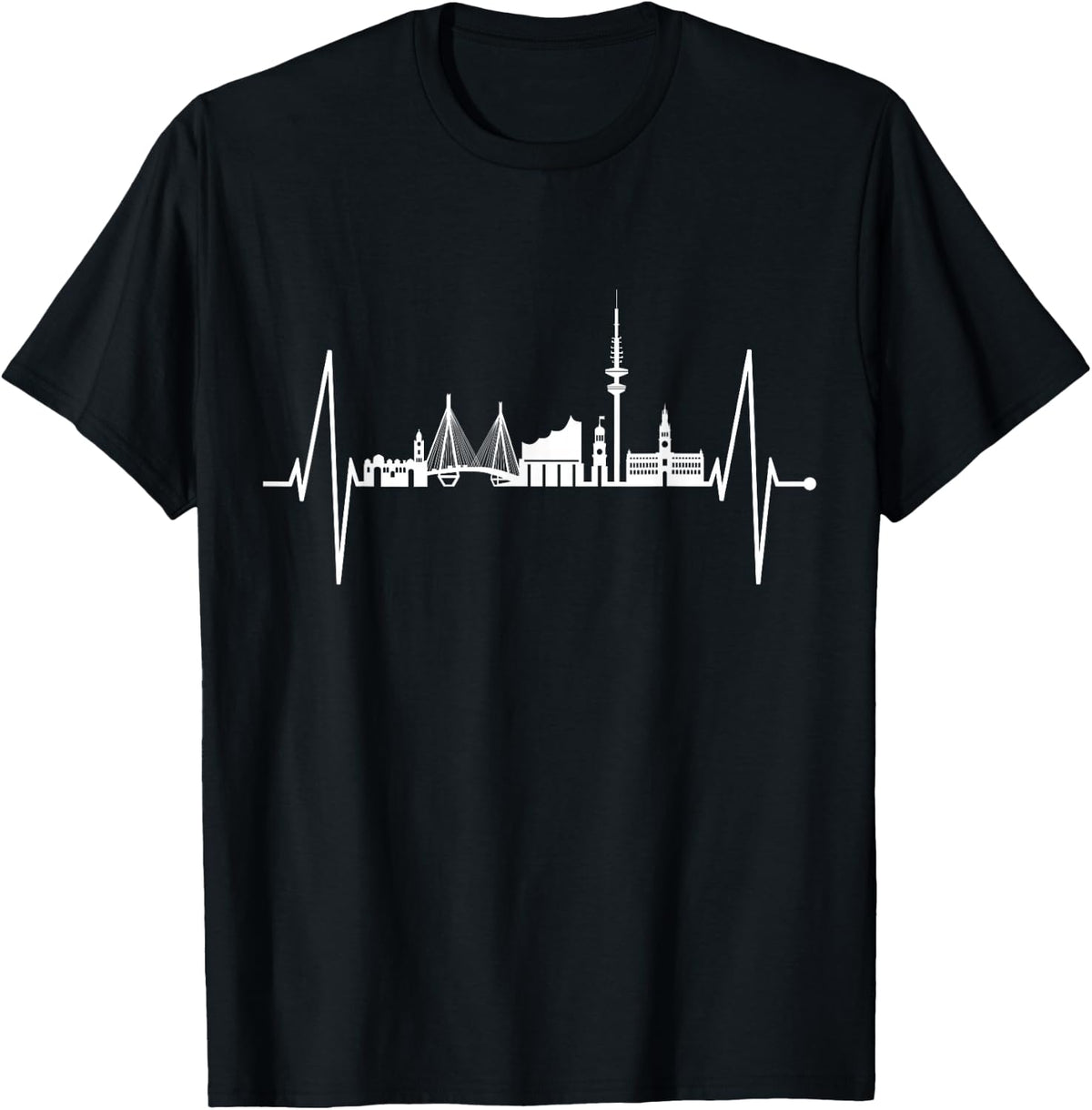 Hamburg Skyline Heartbeat Germany Lover I Love Hamburg T-Shirt