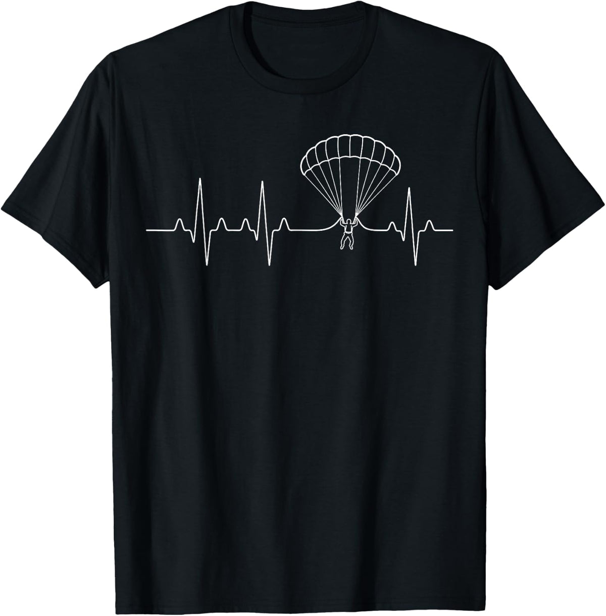 Skydiving Heartbeat Parachute Skydiver Jump EKG Pulse Line T-Shirt