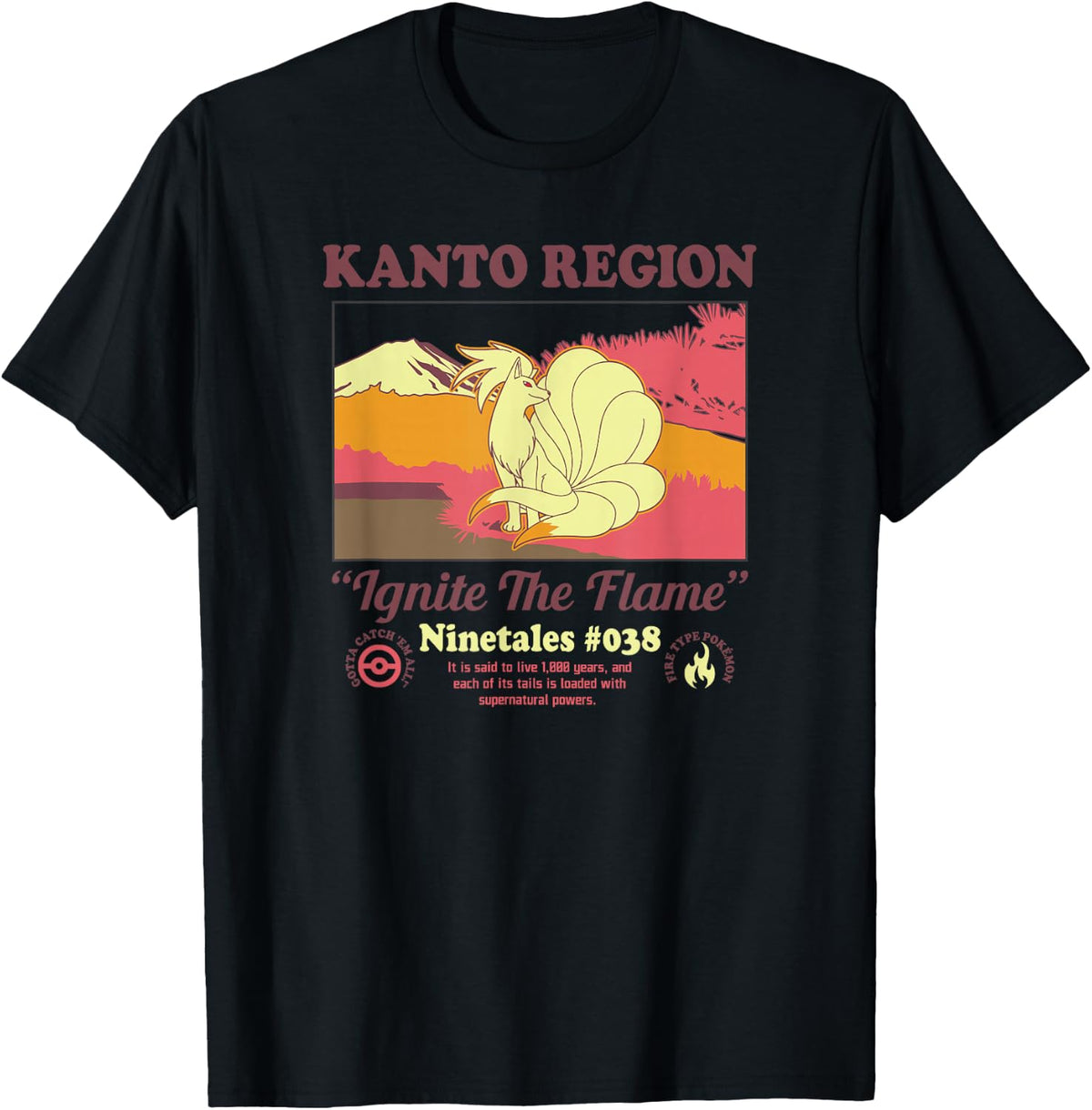 Pokémon Ninetales Kanto Region Ignite The Flame Portrait T-Shirt