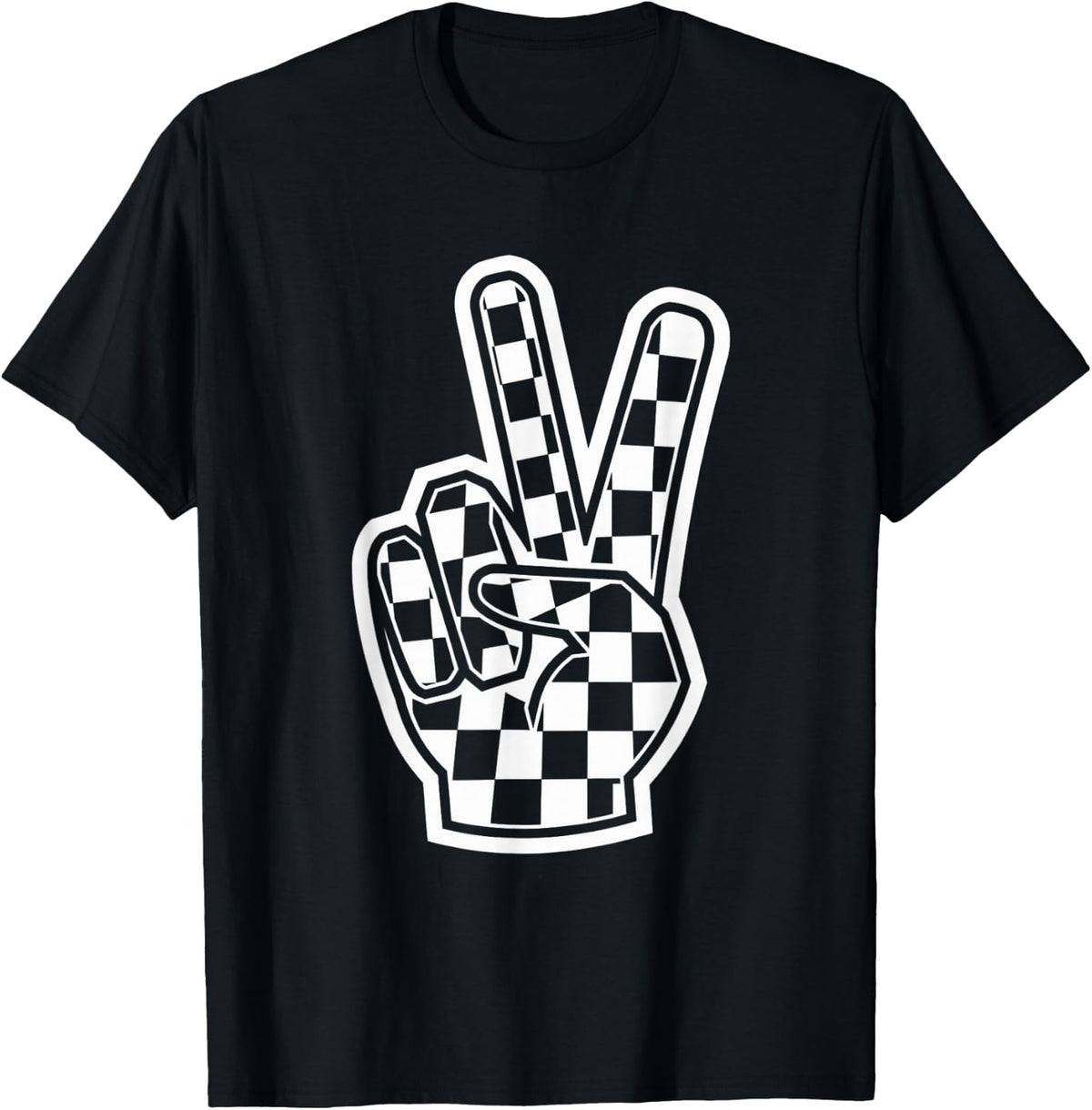 Peace Sing Checkered Hand Loving Toddlers Graphic Women Men T-Shirt