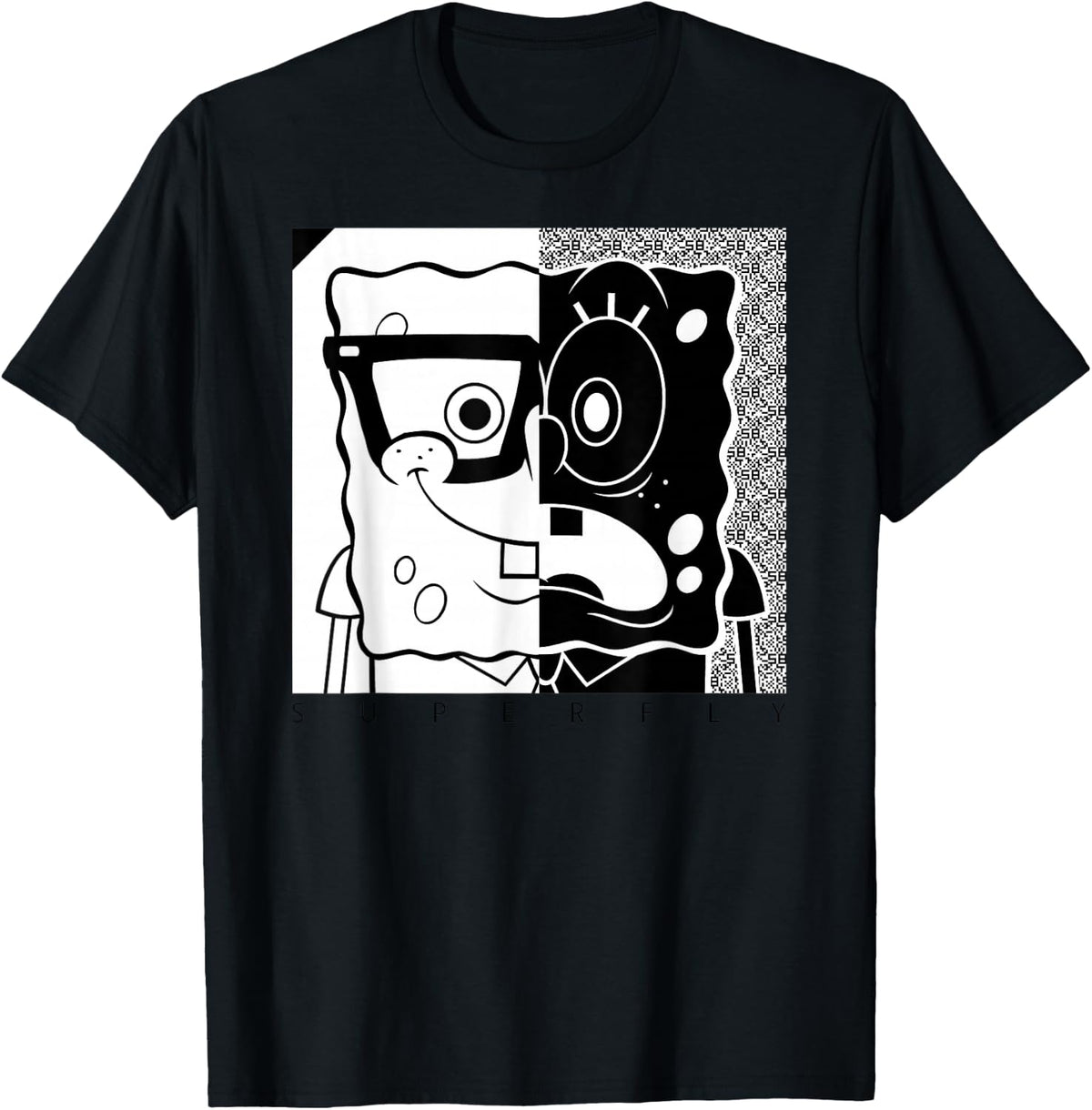 Spongebob Squarepants - Superfly Black and White T-Shirt