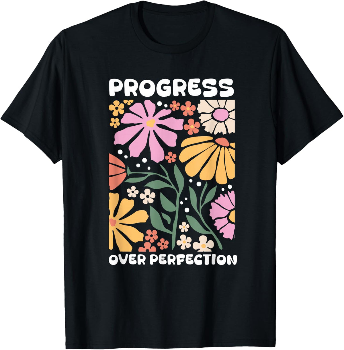 Progress Over Perfection ABA Therapist Behavior RBT Floral T-Shirt
