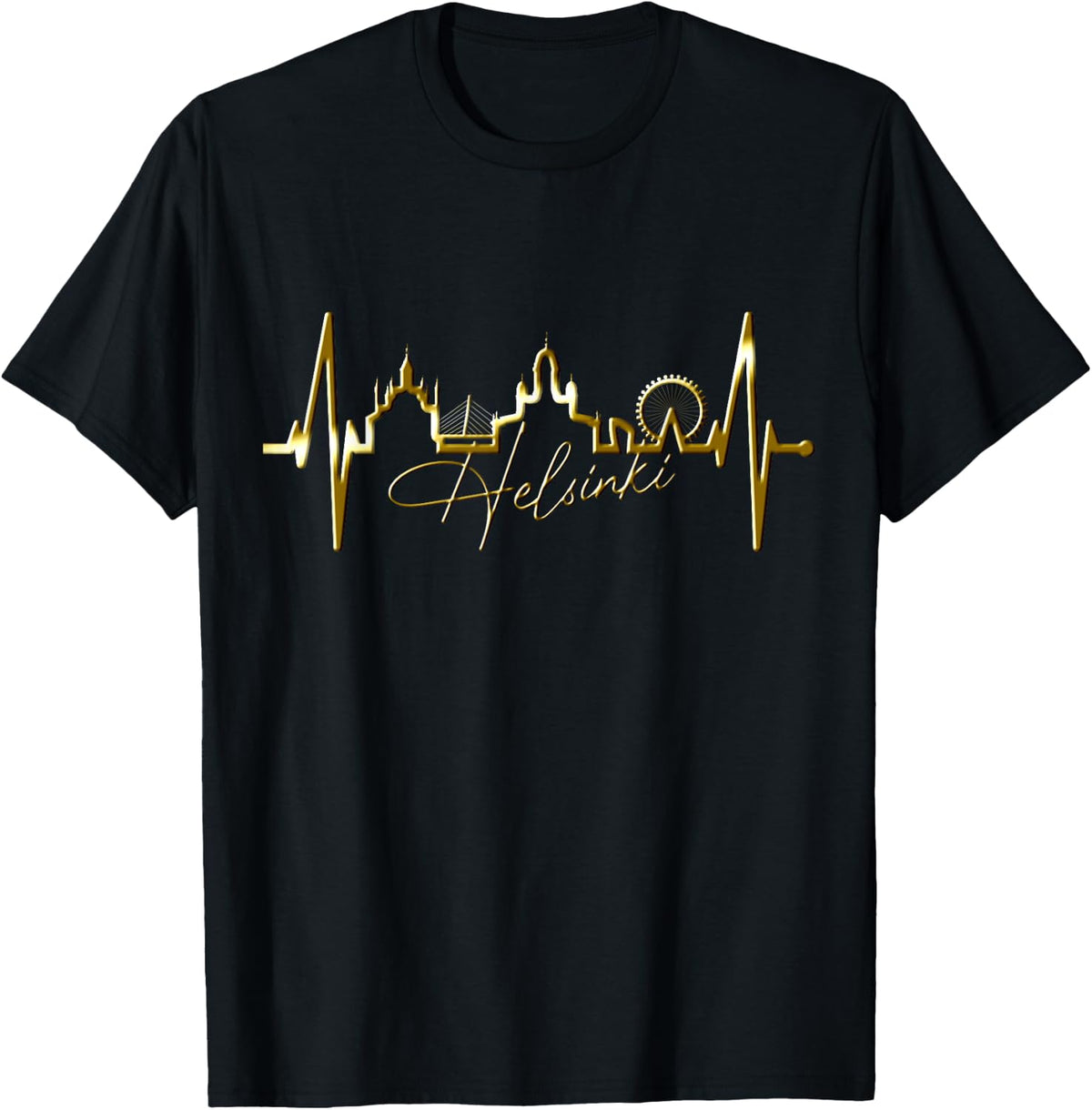 Helsinki Skyline Heartbeat Finland Fan Heart I Love Helsinki T-Shirt
