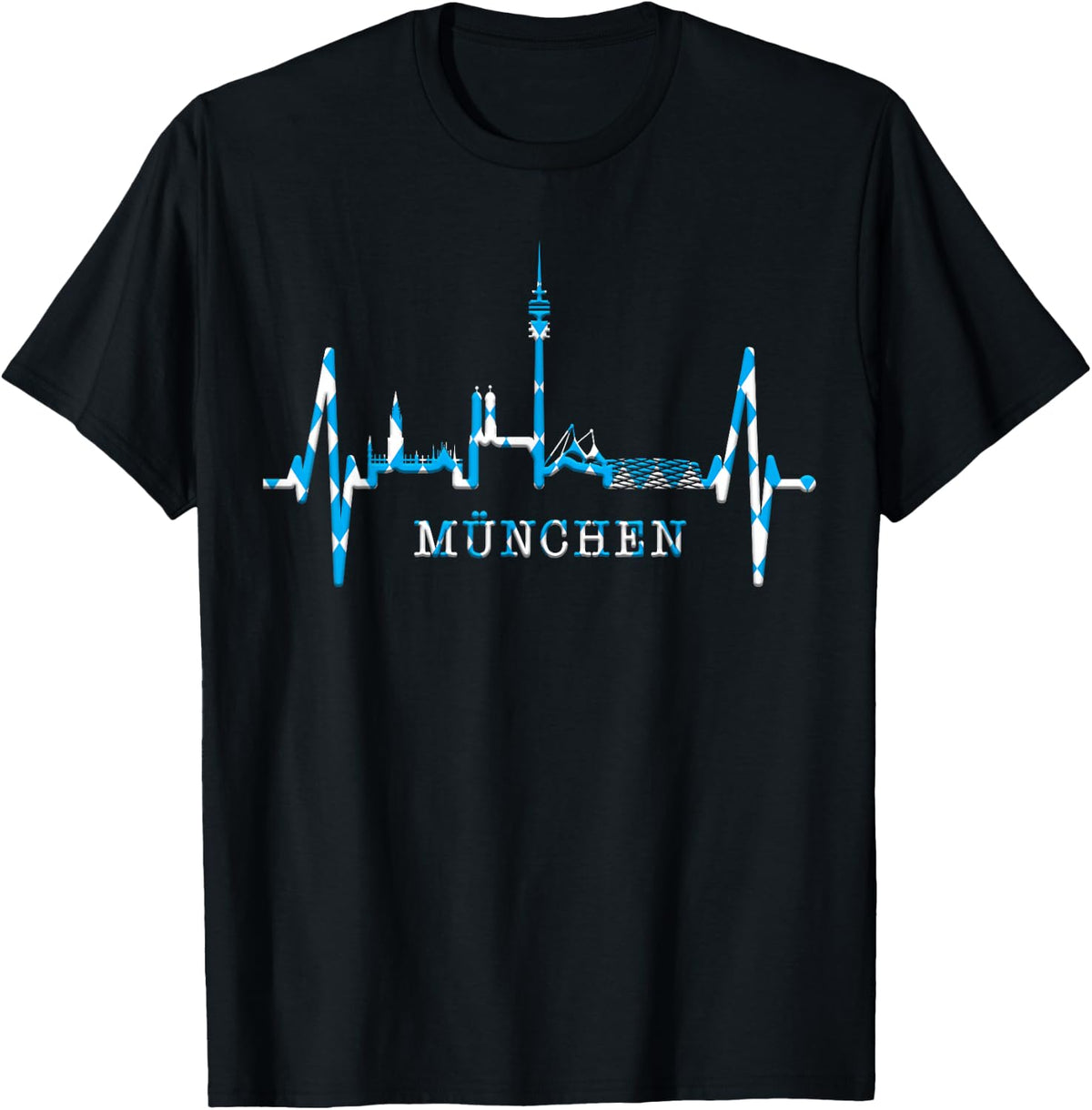 Munich Skyline Heartbeat Germany I Love München T-Shirt