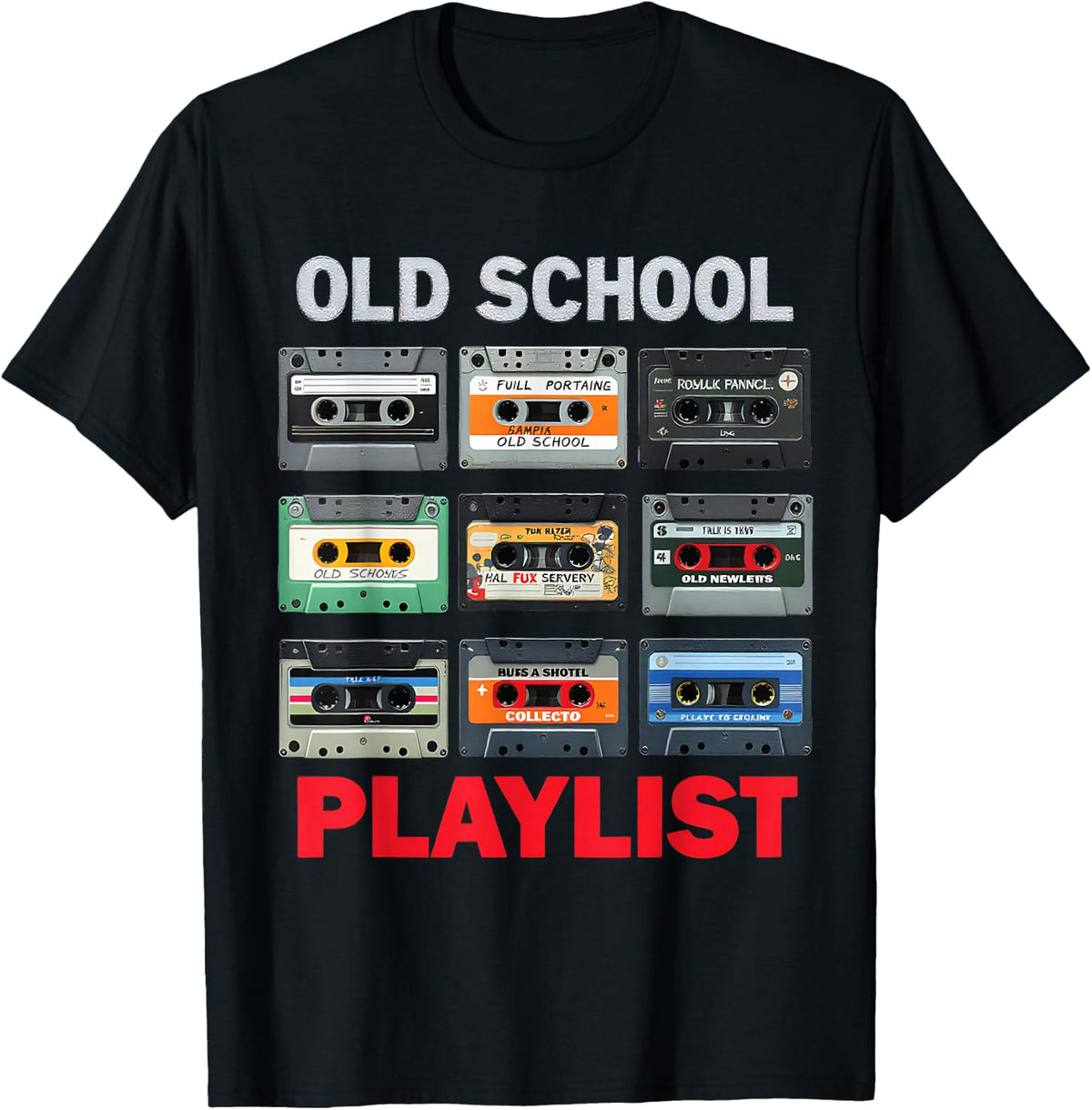 Old School Playlist 80's Vintage Cassettes Audio Mix Tapes T-Shirt