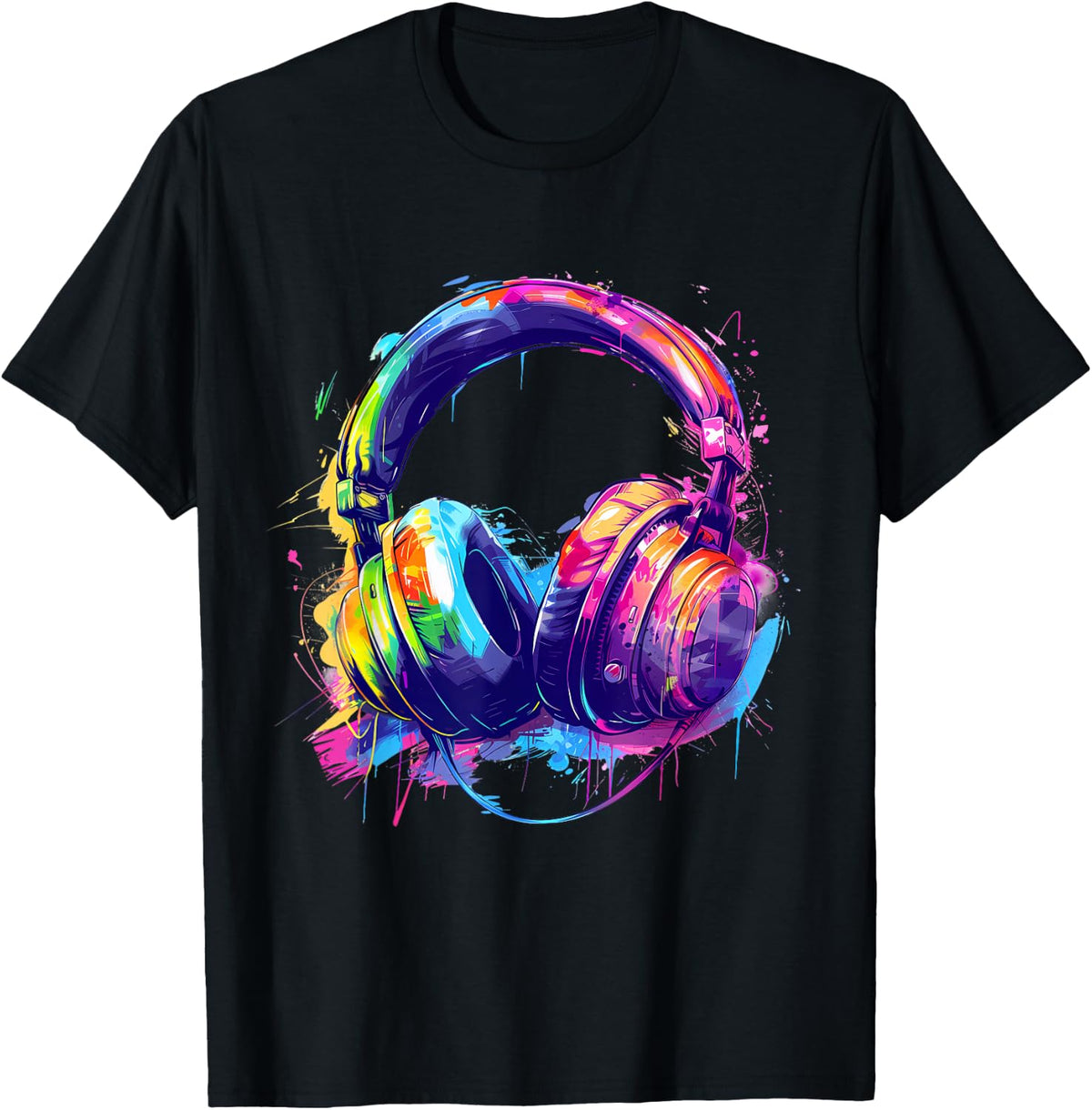 Headphones Music DJ Splash Beatmaker Techno House Music EDM T-Shirt