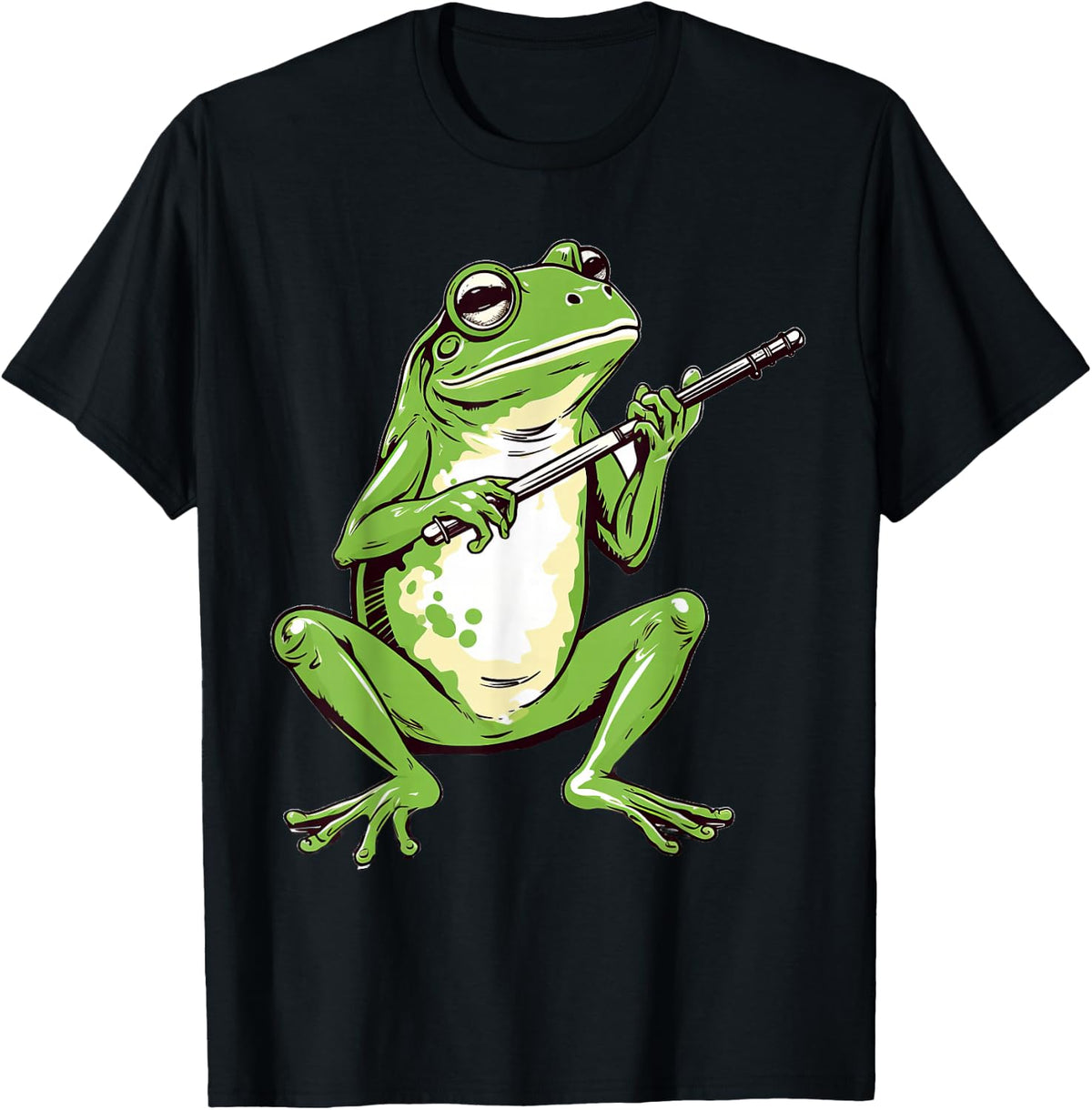Frog Playing Flute Musician Frogs Lover T-Shirt