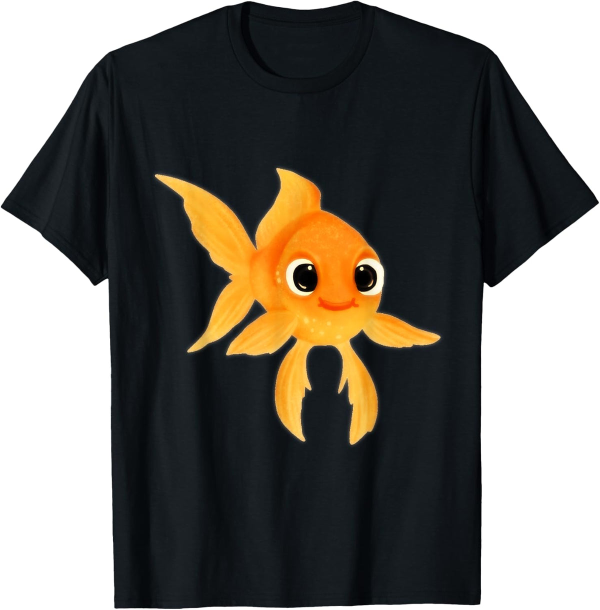 Wistful Unisex-Adults & Kids Black Cartoon Goldfish T-Shirt