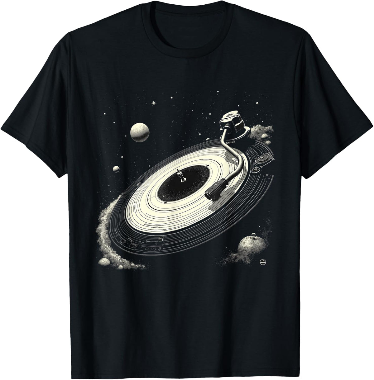 Space DJ Shirts for Men Solar System Vinyl Record Turntable T-Shirt