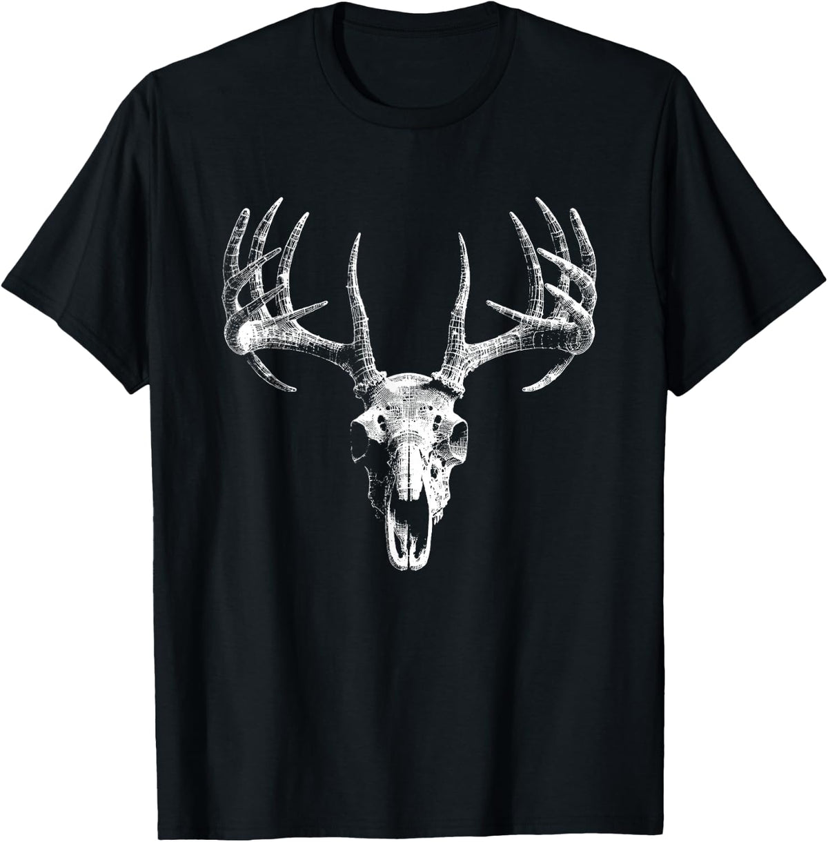 Deer Skull Antler Illustration - Vintage Deer Lover T-Shirt