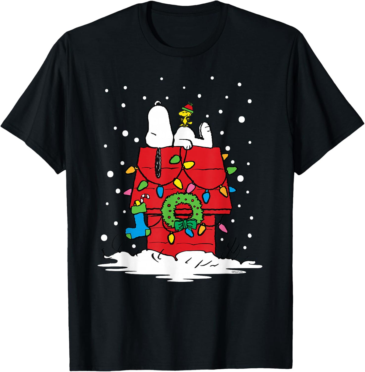 Peanuts Holiday Snoopy and Woodstock Stocking T-Shirt