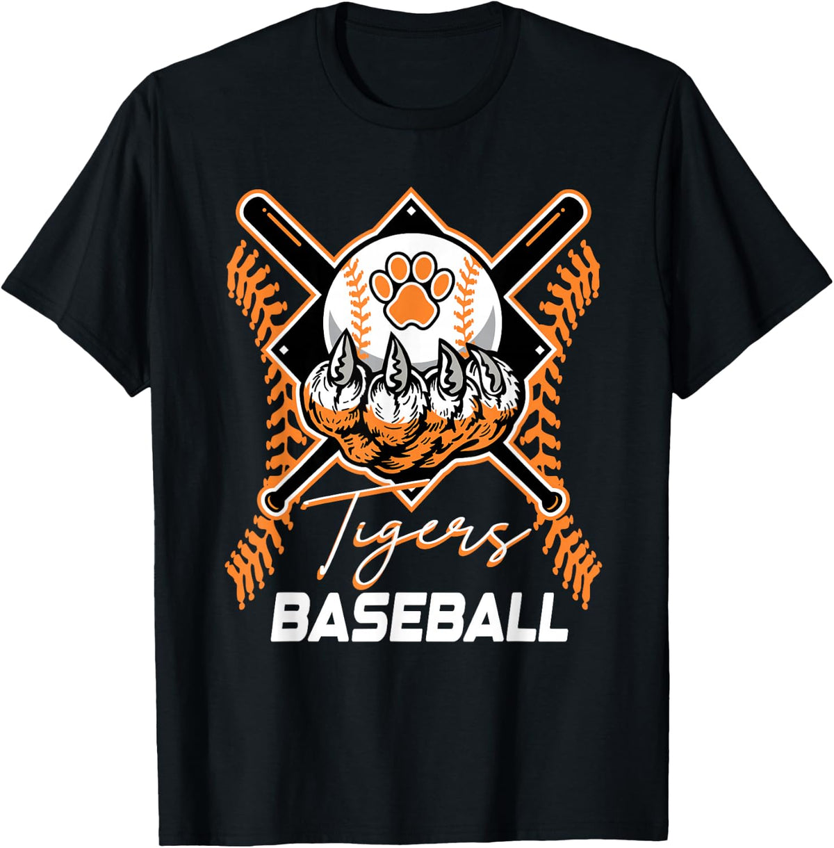 Tigers Baseball Mom Game Day Paw Print Orange Tiger Pride T-Shirt