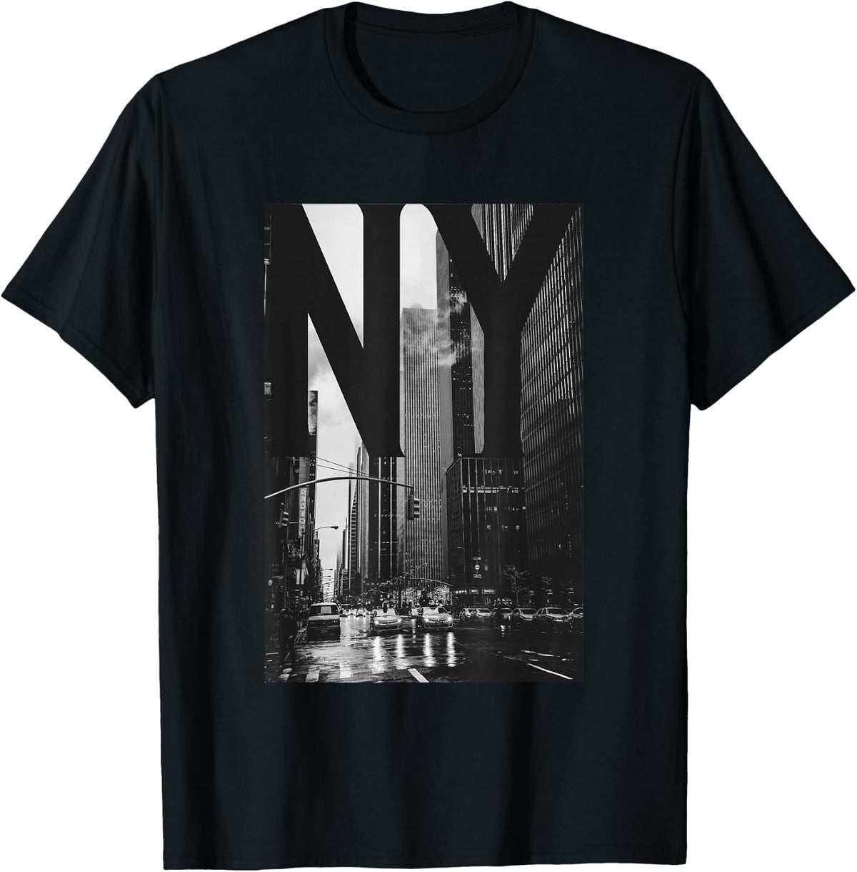 Cool New York City Abstract Skyline, Black & White New York T-Shirt