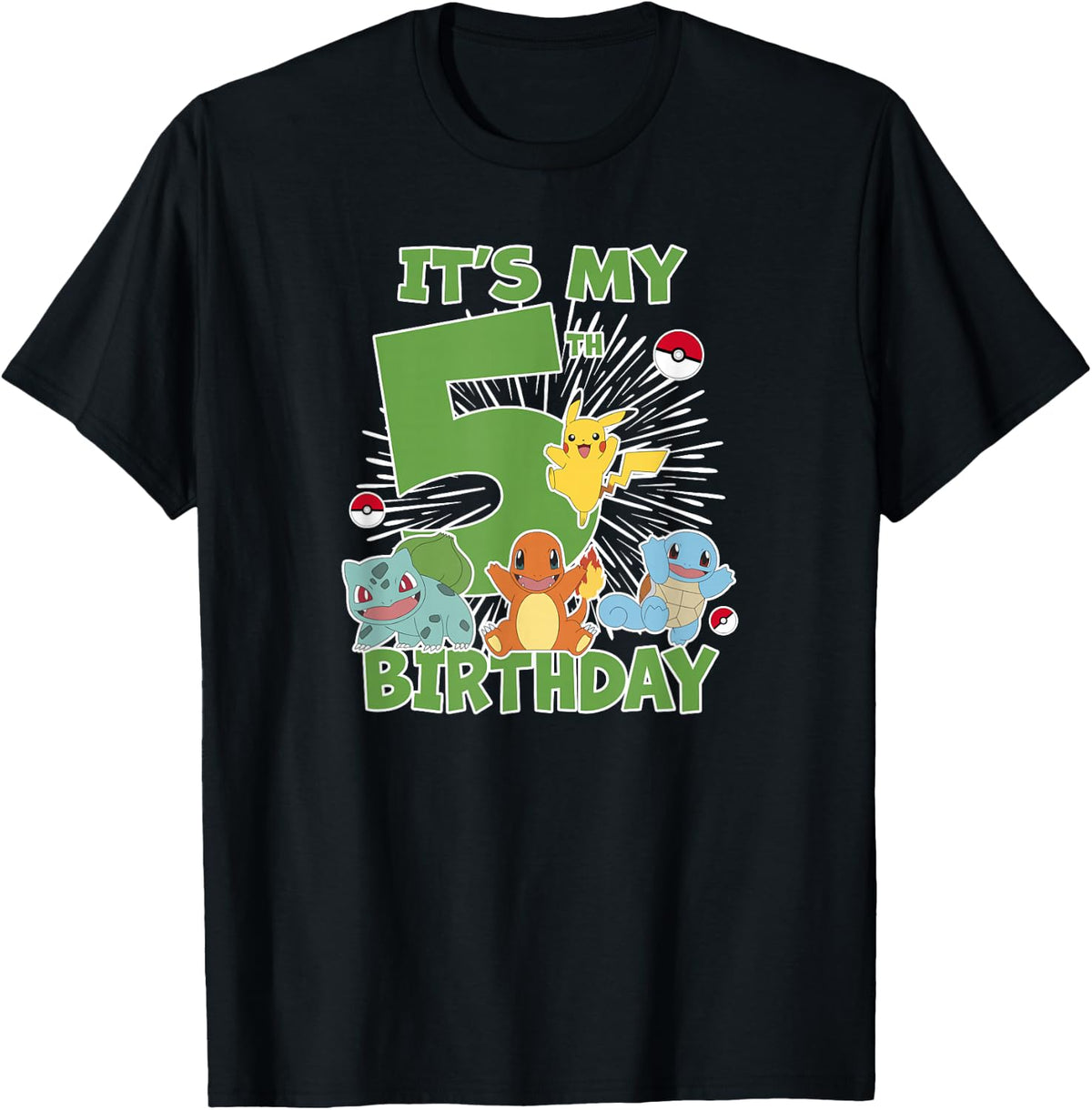 Pokémon It's My 5th Birthday Kanto Starters Celebration T-Shirt