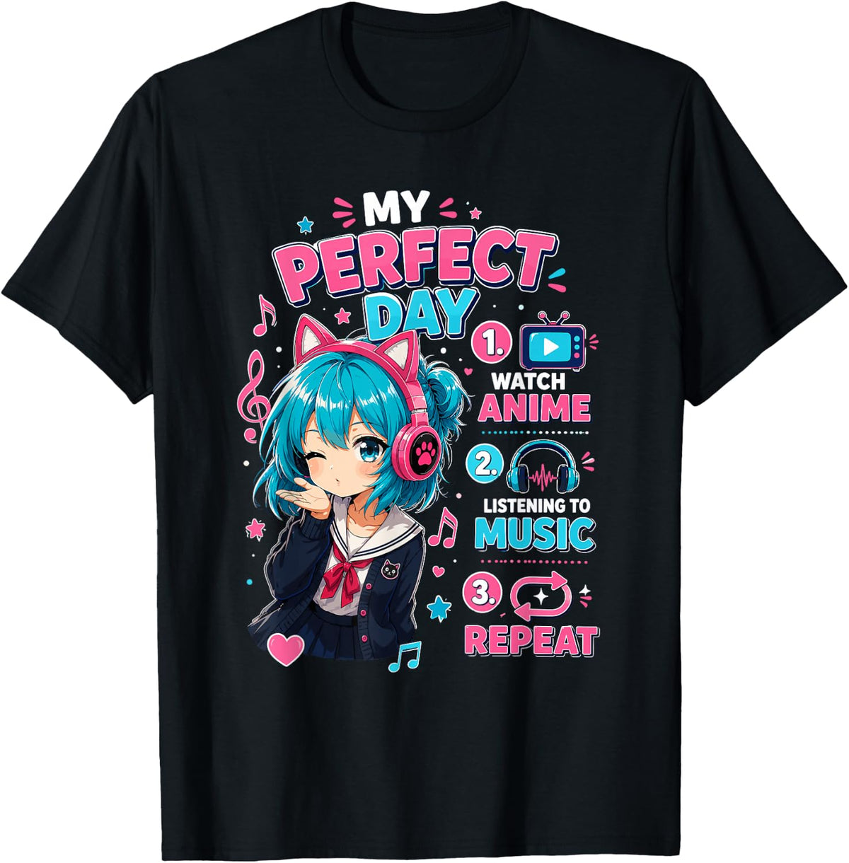 Anime and Music Chibi T-Shirt