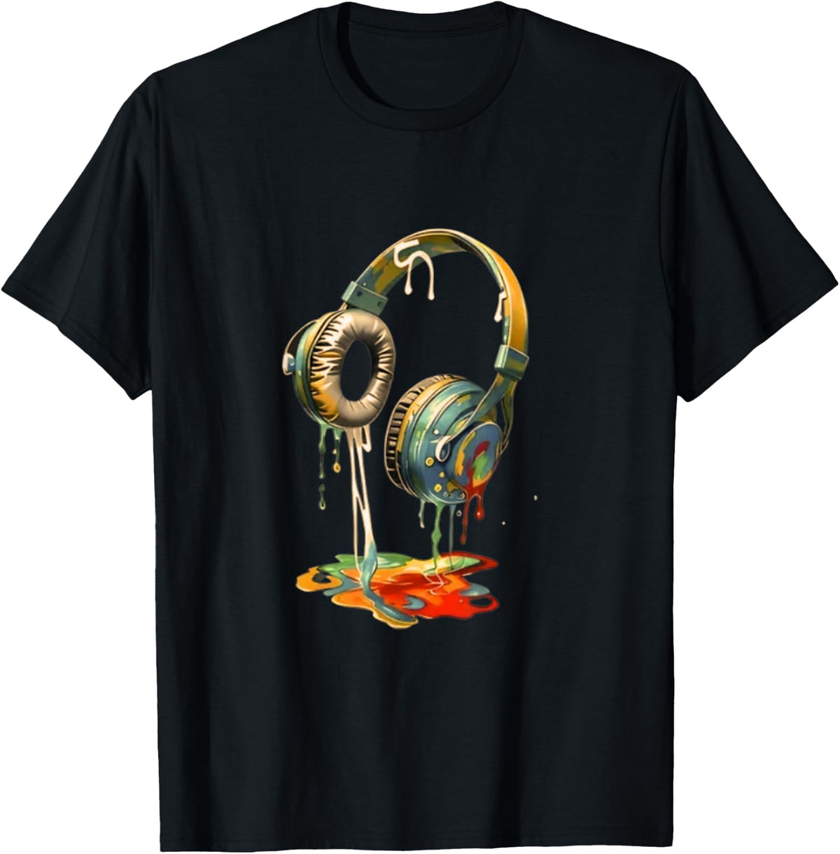 Retro Drip Vibrant Headphones Art Splash Gifts T-Shirt
