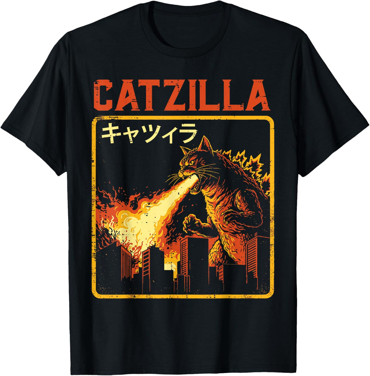 Catzilla Cat Monster Funny Japanese Parody Women Men Kids T-Shirt