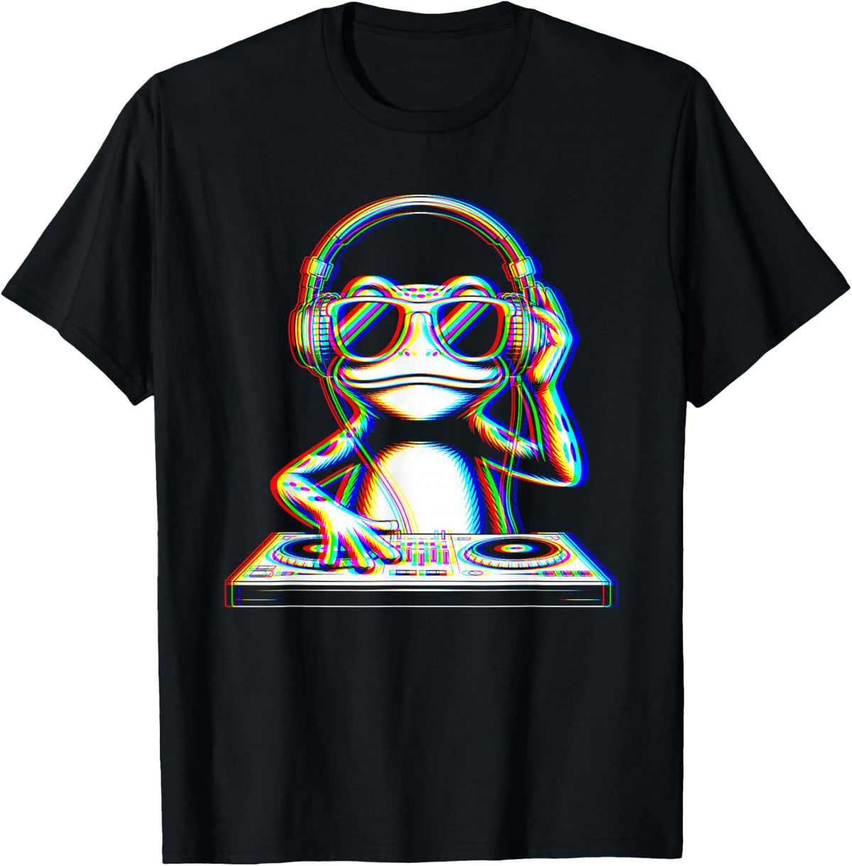 Funny Frog DJ with Headphones and Turntable T-Shirt