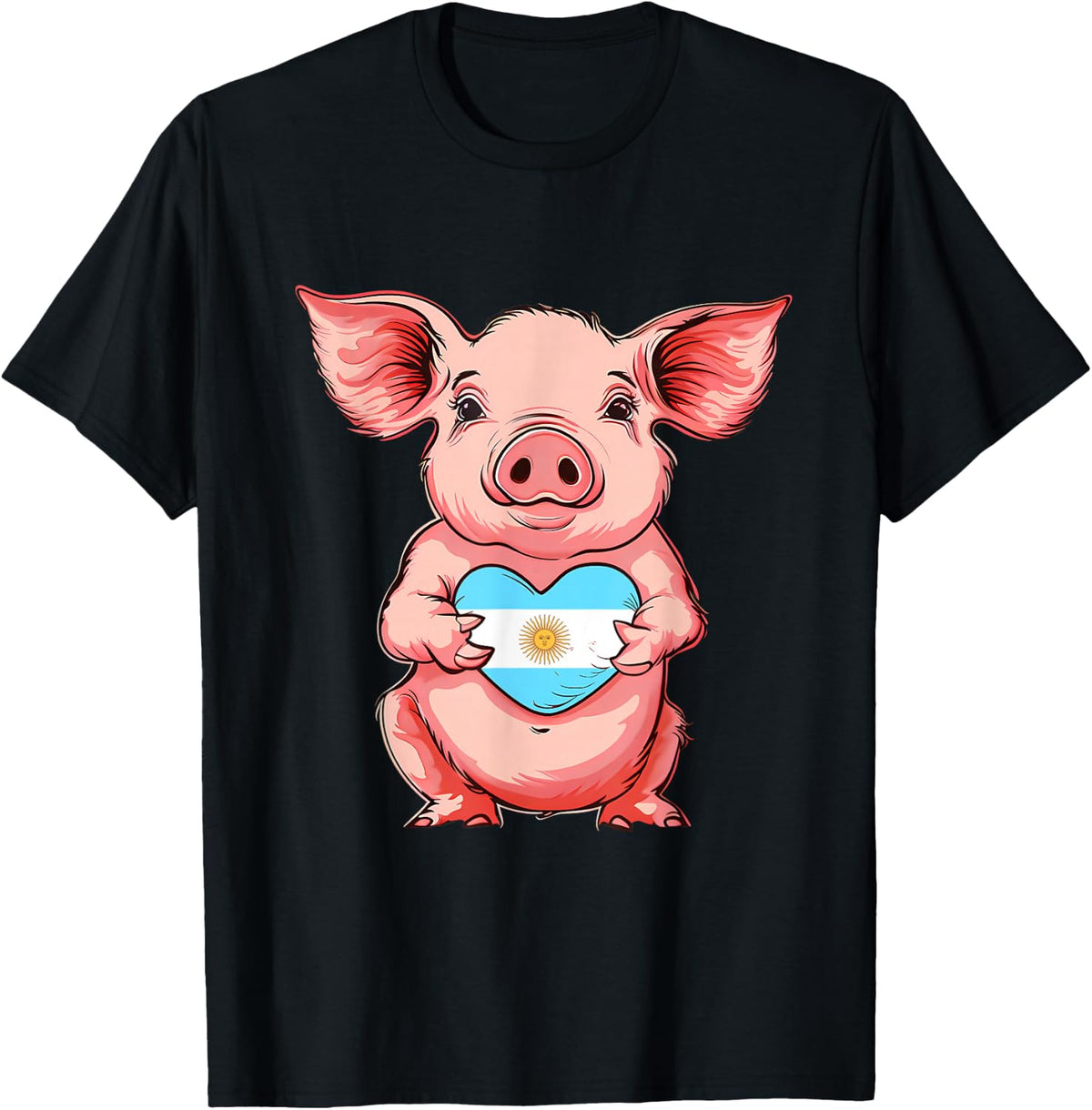 Pig Argentinian Roots Argentina Pride Heart Argentina Flag T-Shirt