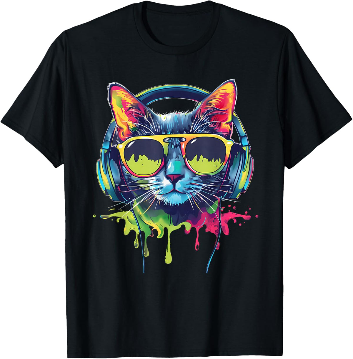 DJ Cat Music Headphones Beatmaker Techno EDM Cat Music DJ T-Shirt