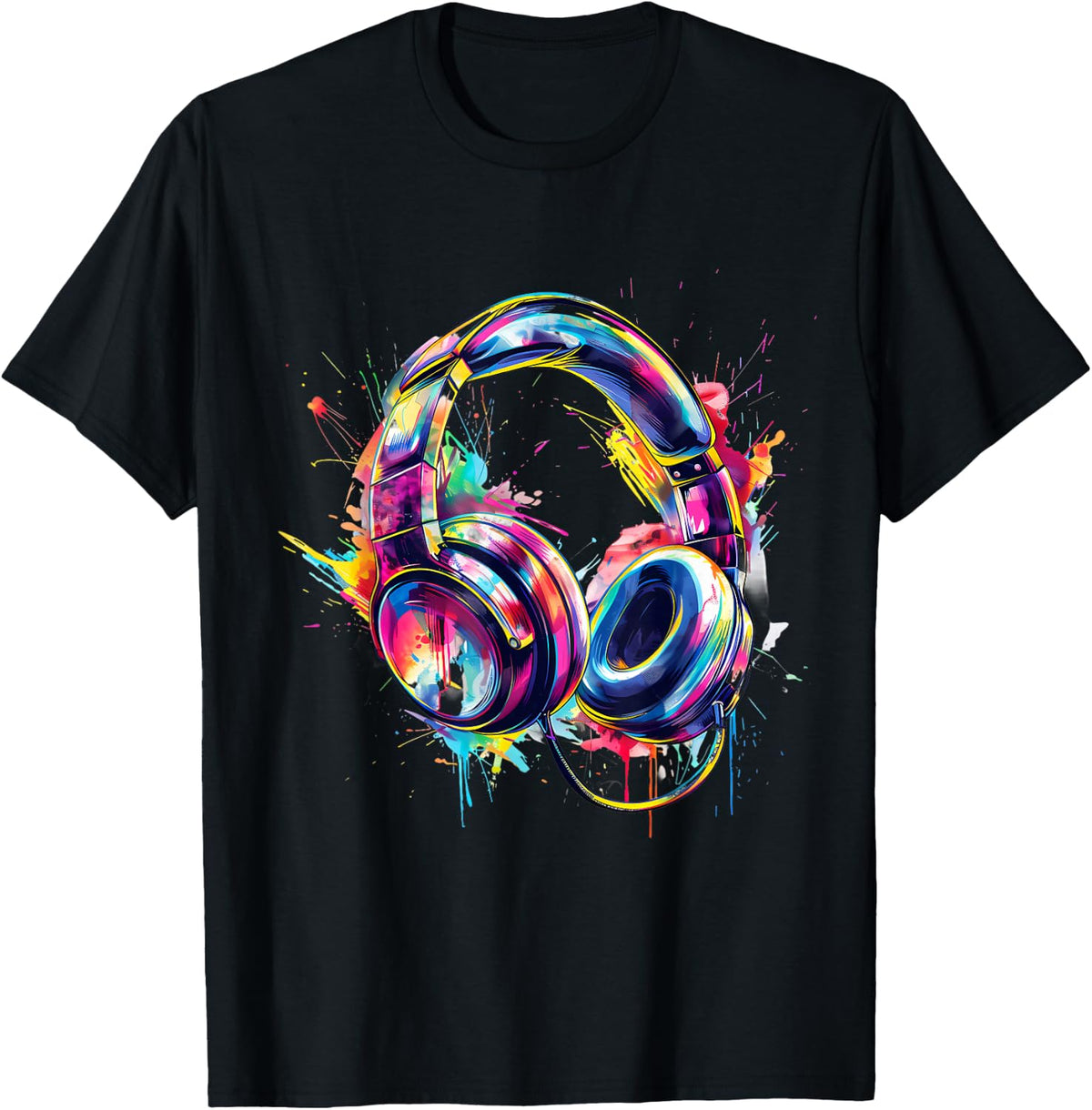 Headphones Music DJ Techno Splash House Music EDM Beatmaker T-Shirt