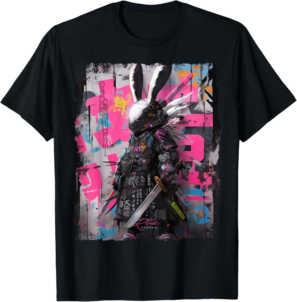 Hip Hop Y2K Rabbit Hipster Edgy Streetwear Bunny Samurai T-Shirt