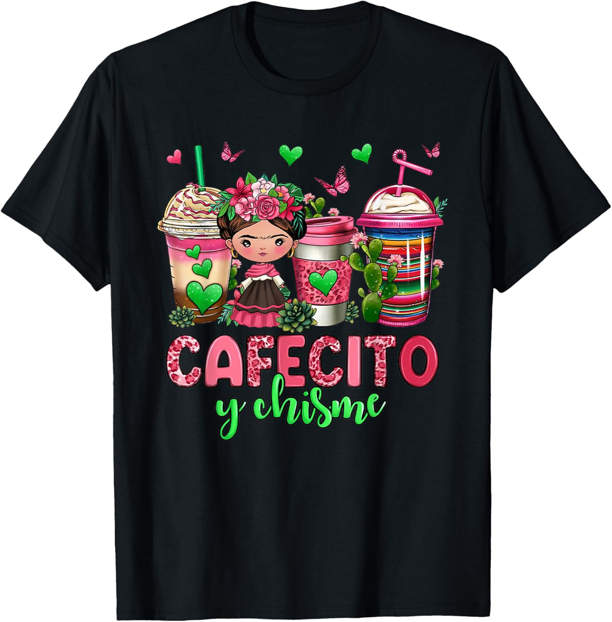 Cafecito y chisme Coffee Cups t-Shirt T-Shirt