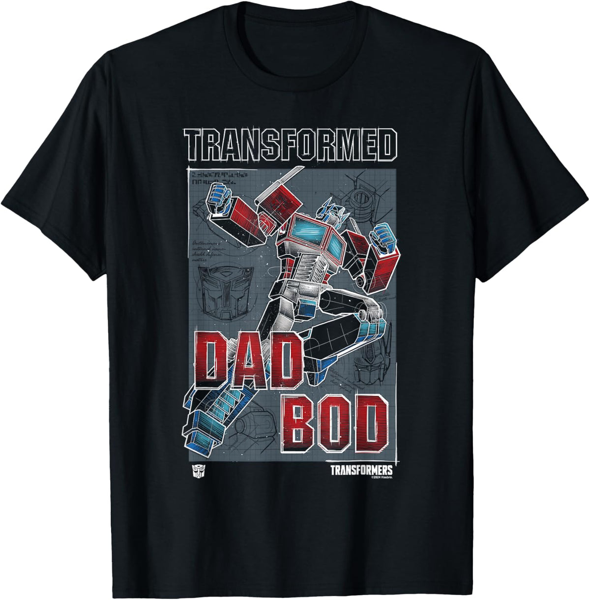 Transformers Fathers Day Optimus Prime Dad BOD T-Shirt