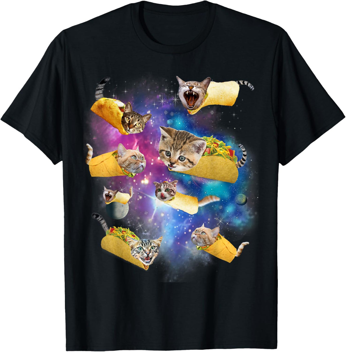 Burrito Pizza and Taco Cat in Space - Tacocat Burrito Idea T-Shirt