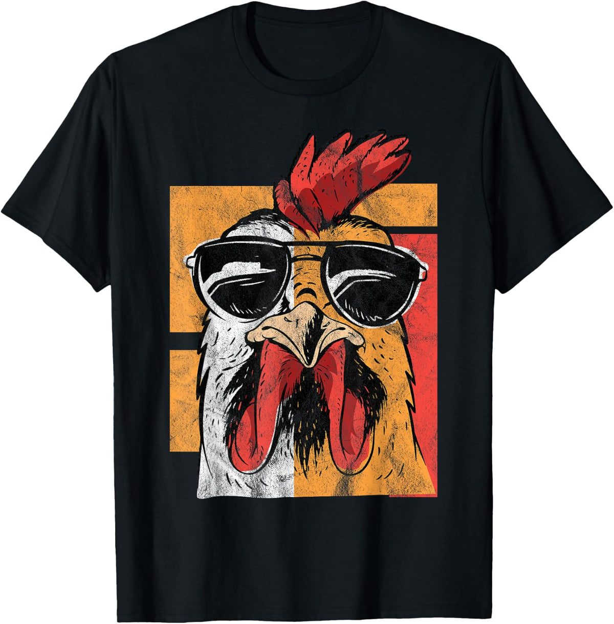 Cool Rooster Wearing Sunglasses Retro Vintage Chicken Tee T-Shirt Small