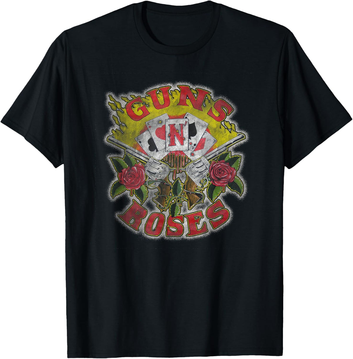 Guns N' Roses Official Cards Distress T-Shirt Small