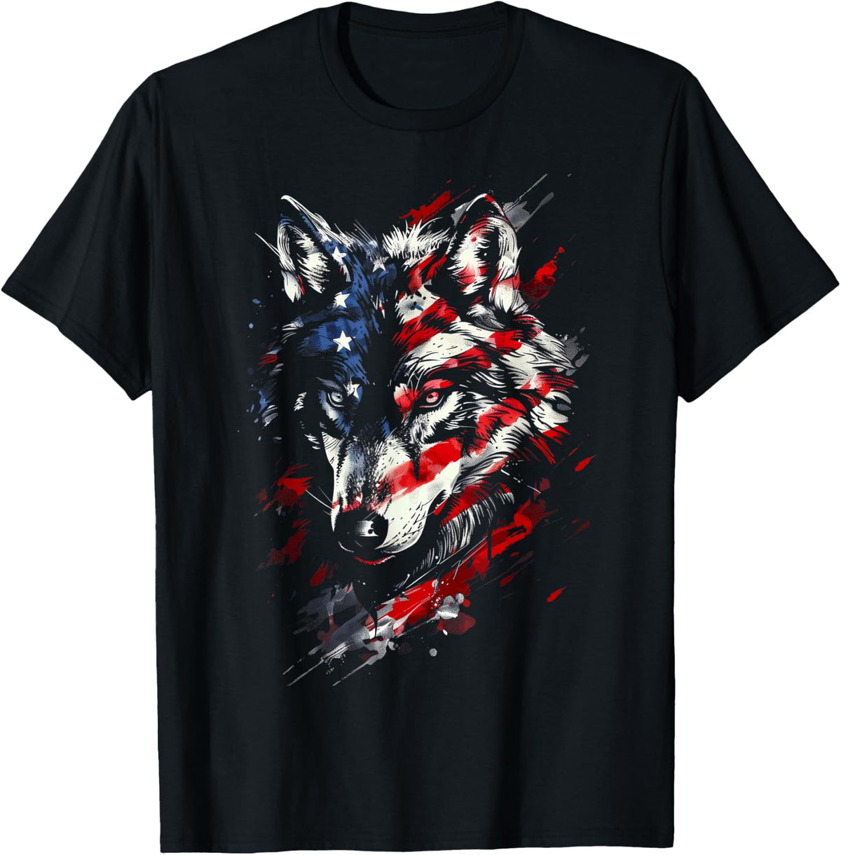 Wolf American Flag USA Patriotic Wolf Lover T-Shirt