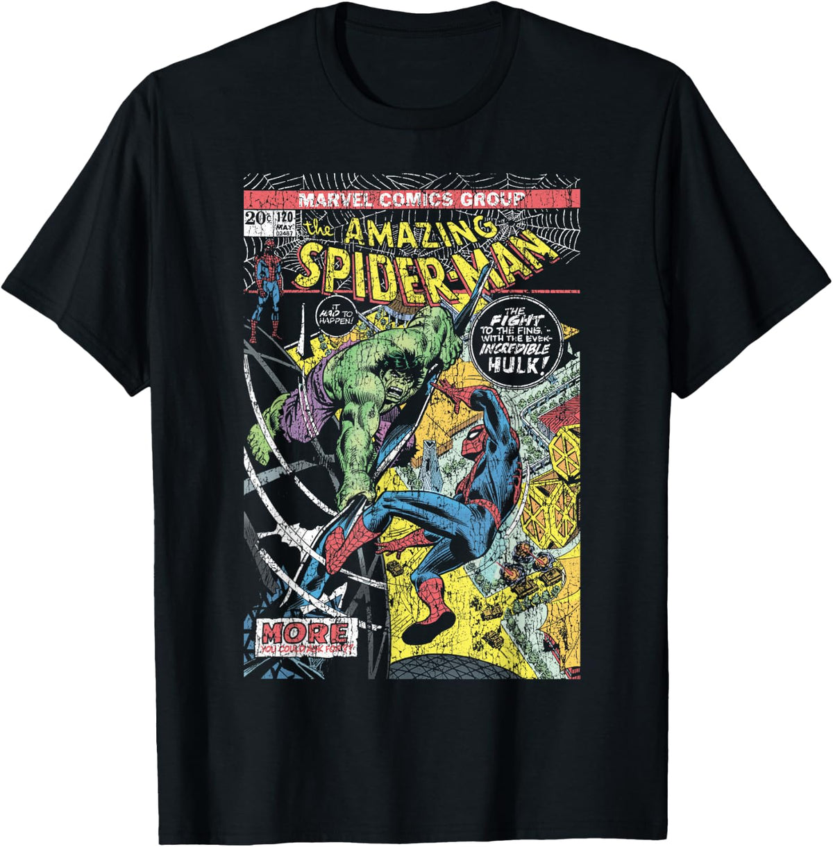 Marvel Comics Spider-Man and Hulk Retro Comic Book Cover T-Shirt