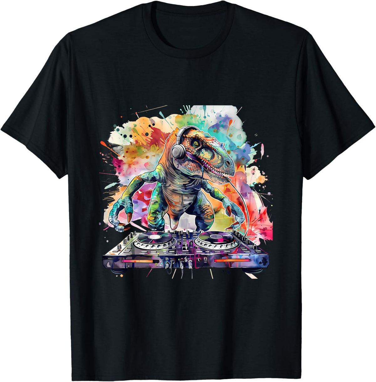 Dinosaur Music DJ Dance Club Turntable DJ Dinosaur Techno T-Shirt