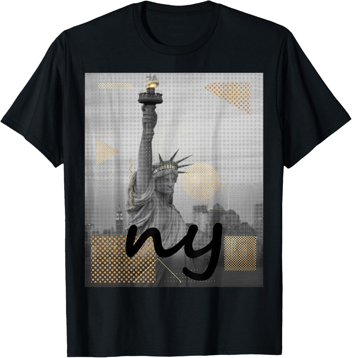 Cool B&W New York City Statue of Liberty Skyline Novelty T-Shirt