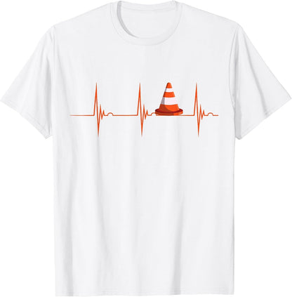 Heartbeat EKG Pulse Construction Safety Cone Traffic Cone T-Shirt